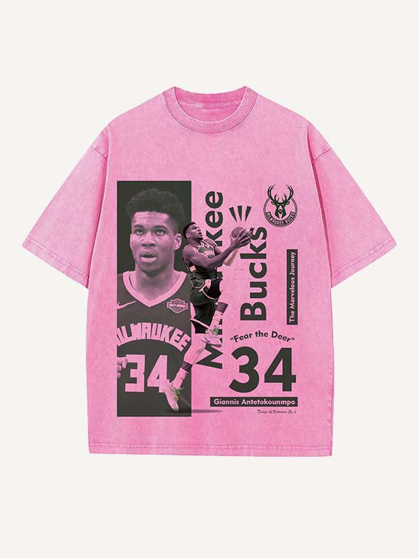 Giannis Antetokounmpo Print Round Neck T-shirt