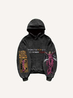Figure&Wing&Letter Print Slant Pockets Hoodie