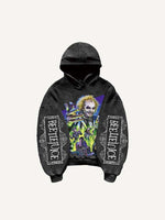 Halloween Beetlejuice Print Slant Pockets Hoodie