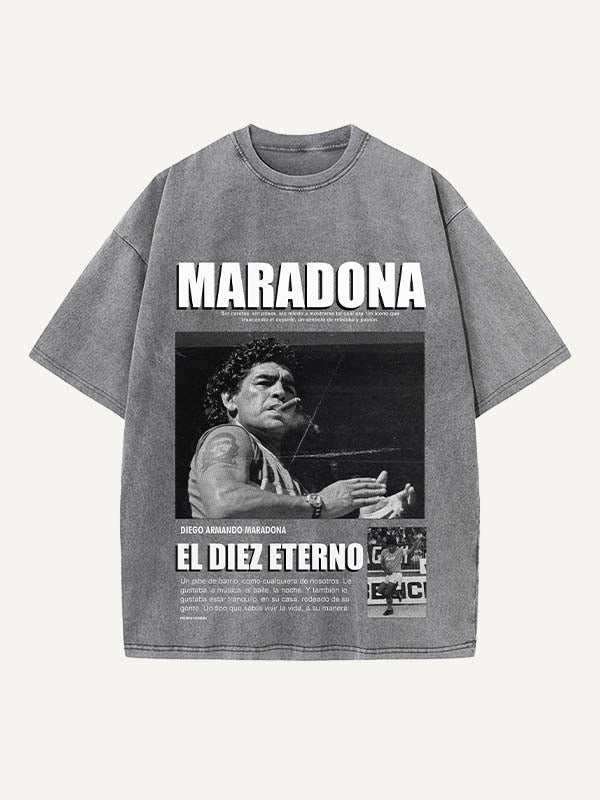 Diego Maradona Print Round Neck T-shirt