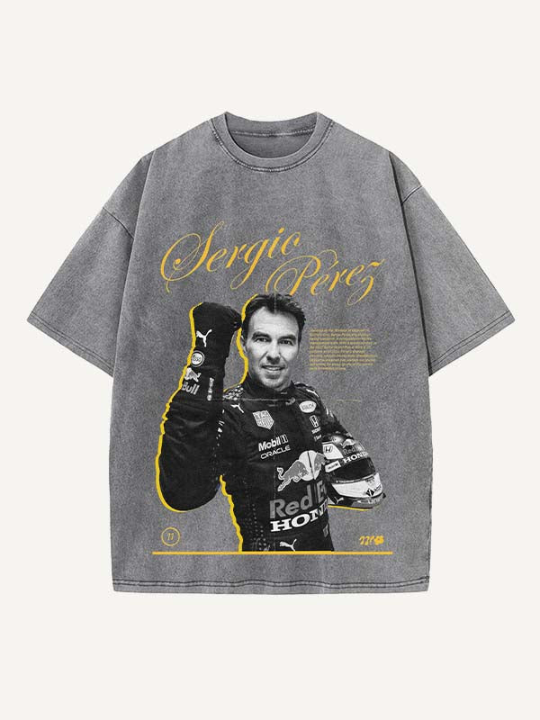 Sergio Perez Print Round Neck T-shirt