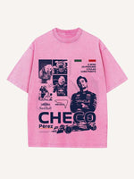 Sergio Perez Print Round Neck T-shirt