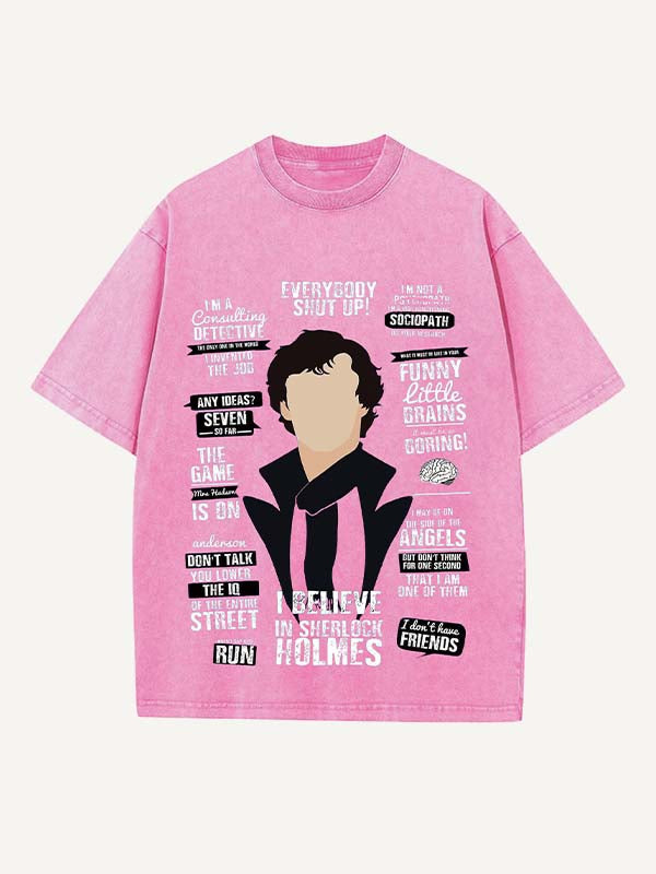 Sherlock Print Round Neck T-shirt