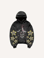 Evil Star Print Slant Pockets Hoodie