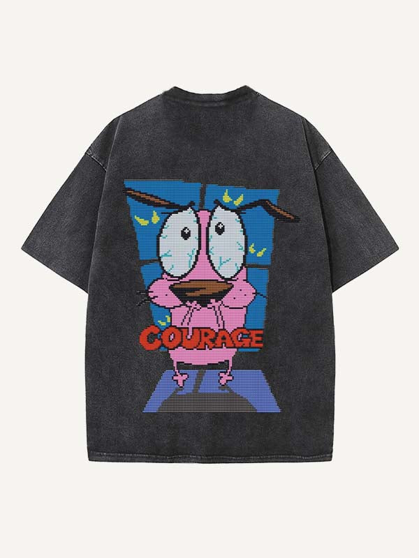 Distressed Washed Figure&Graphic&Animal&Letter Print Round Neck T-shirt