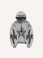 Evil Star&Eye&Graphic Print Slant Pockets Hoodie