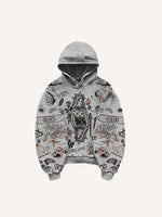 Figure&Graphic Print Slant Pockets Hoodie