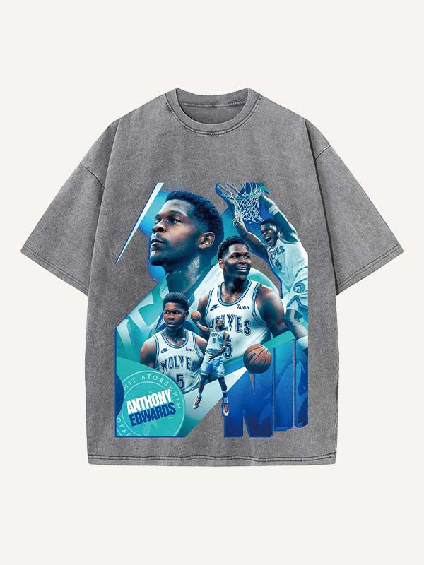 Anthony Edwards Print Round Neck T-shirt