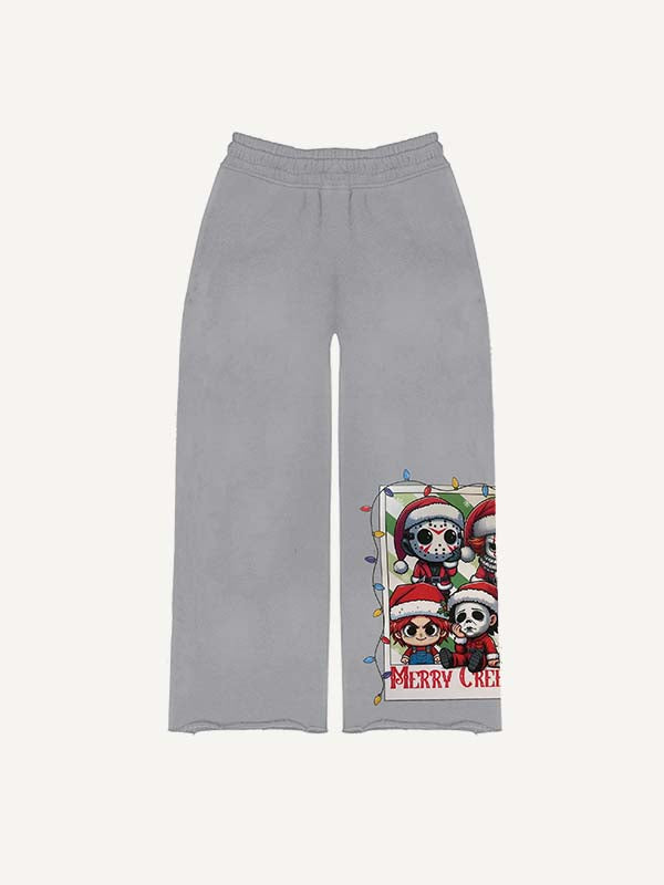 Christmas Horror Print Elastic Waist Pants