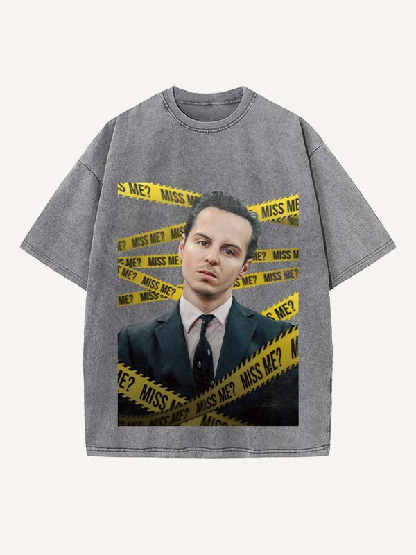 Sherlock Print Round Neck T-shirt