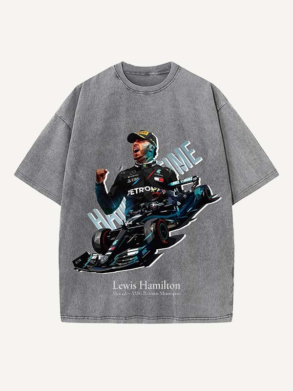 Lewis Hamilton Print Round Neck T-shirt
