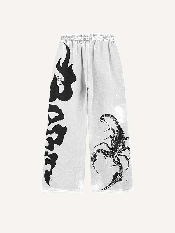 Scorpion&Graphic Print Elastic Waist Pants