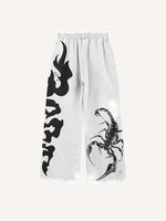 Scorpion&Graphic Print Elastic Waist Pants