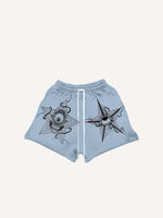 Evil Star&Eye&Graphic Print Drawstring Waist Shorts