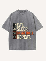 Basketball Aesthetic Print Round Neck T-shirt