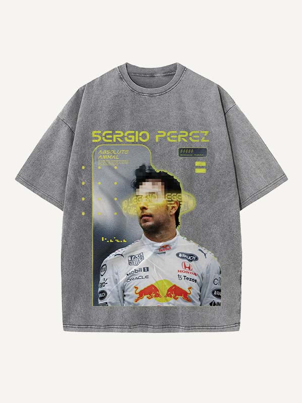 Sergio Perez Print Round Neck T-shirt