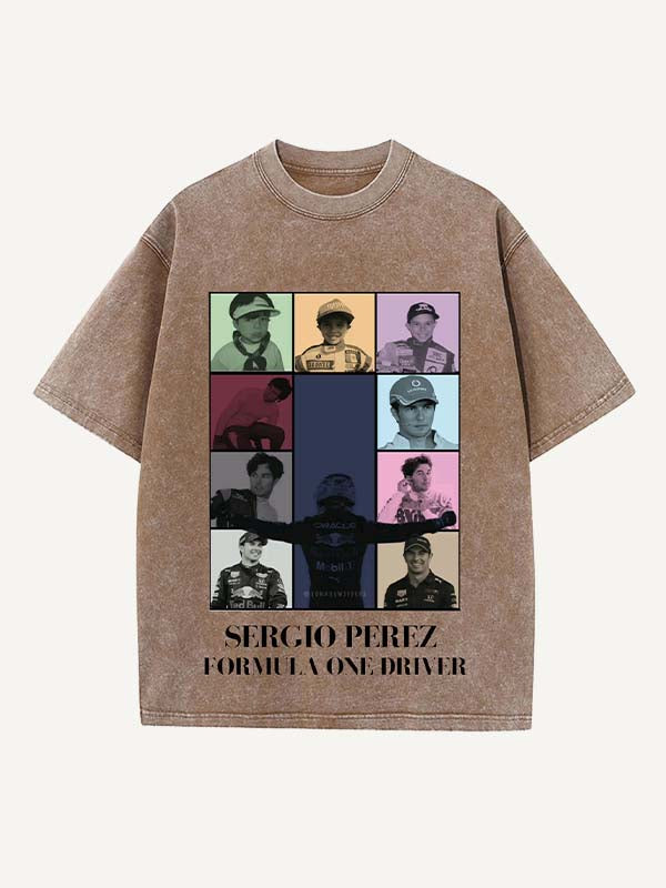 Sergio Perez Print Round Neck T-shirt