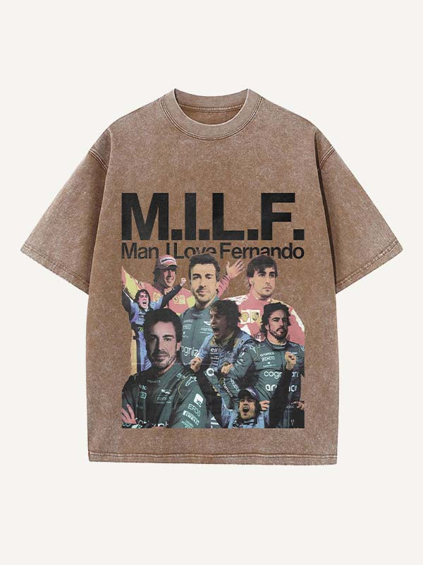 Fernando Alonso Print Round Neck T-shirt
