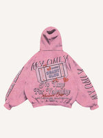Heartbroken&Letter Graphic Print Slant Pockets Hoodie