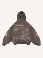 Cross&Juses Graphic Print Slant Pockets Hoodie