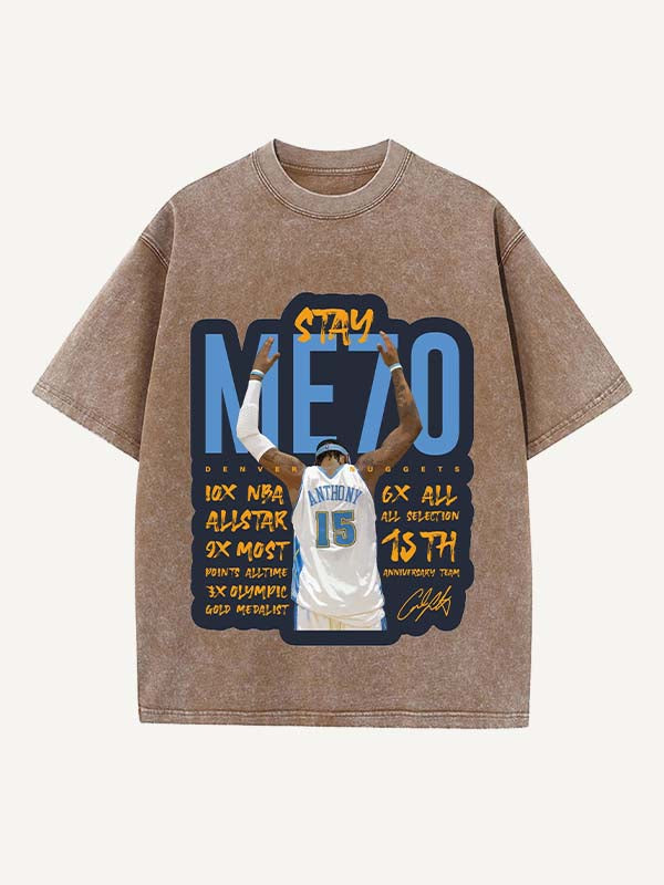 Carmelo Anthony Print Round Neck T-shirt