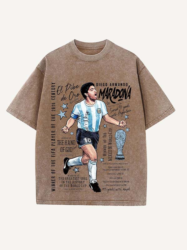 Diego Maradona Print Round Neck T-shirt