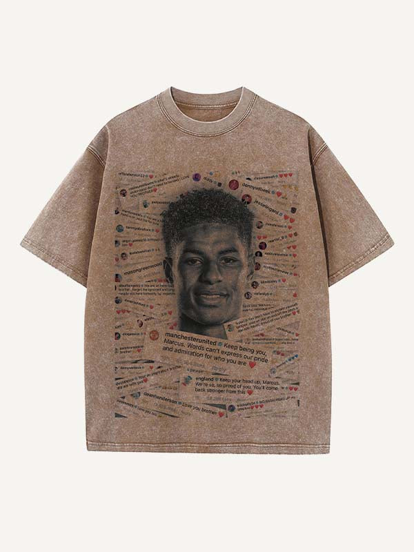 Marcus Rashford Print Round Neck T-shirt