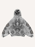 Eye&Wing&Sun Print Slant Pockets Hoodie