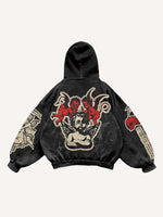 Little Angel&Demon&Skull Faux Decal Print Slant Pockets Hoodie