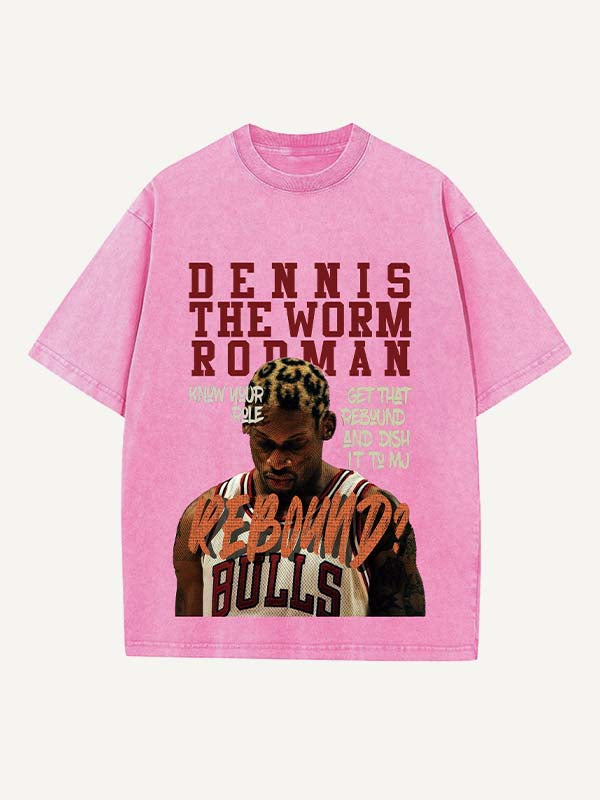 Dennis Rodman Print Round Neck T-shirt