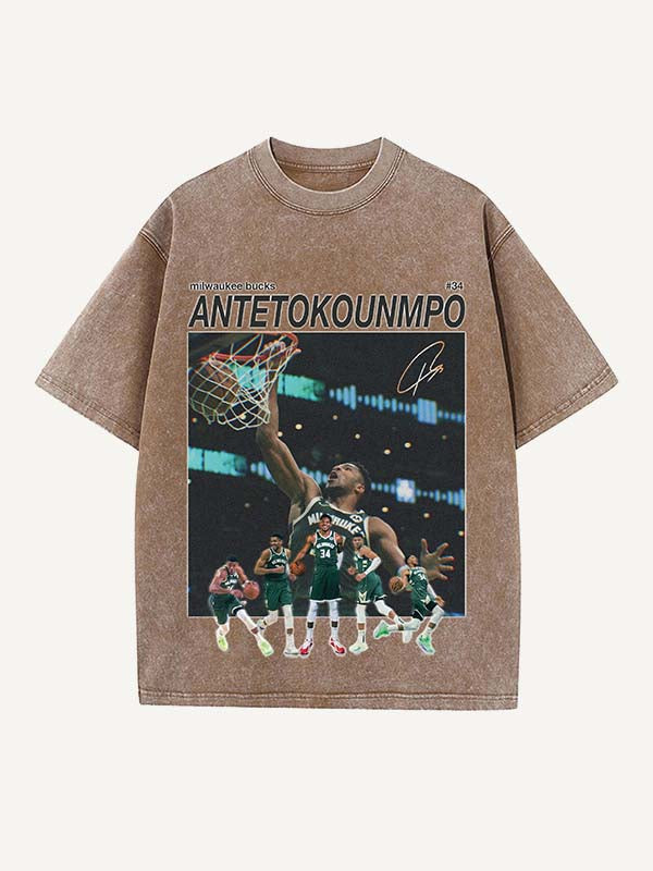 Giannis Antetokounmpo Print Round Neck T-shirt