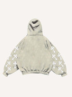 Cross Faux Decal Print Slant Pockets Hoodie