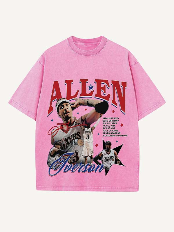 Allen Iverson Print Round Neck T-shirt