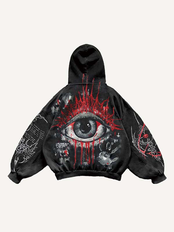 Eye&Graphic Print Slant Pockets Hoodie