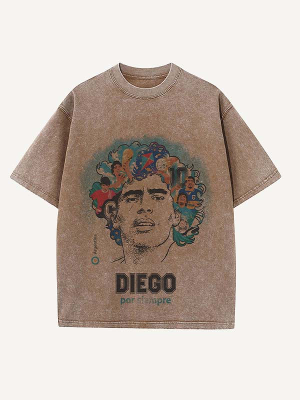 Diego Maradona Print Round Neck T-shirt