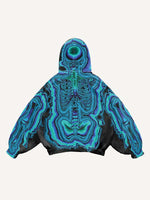 Skeleton Glow Print Slant Pockets Hoodie
