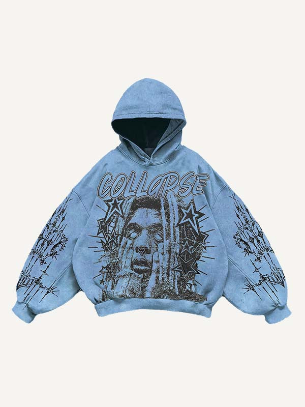 Figure&Star Graphic Print Slant Pockets Hoodie