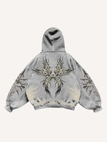 Eye&Wing&Graphic Print Slant Pockets Hoodie