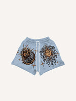 Evil Sun&Moon&Graphic Print Drawstring Waist Shorts
