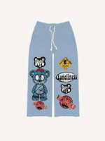 Bear&Graphic&Letter Faux Decal Print Elastic Waist Pants