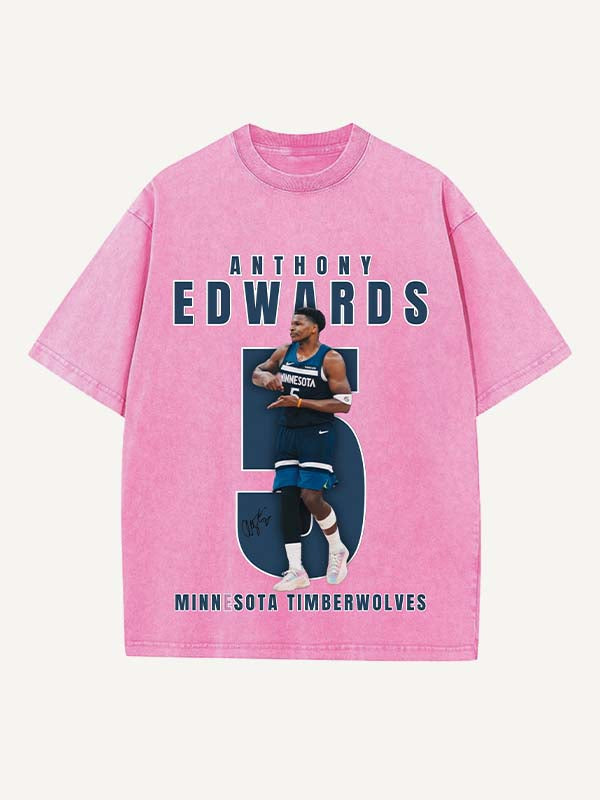Anthony Edwards Print Round Neck T-shirt