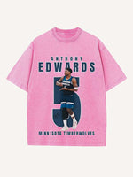 Anthony Edwards Print Round Neck T-shirt
