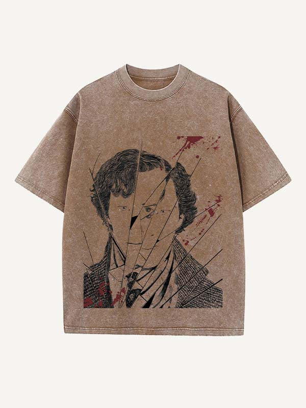 Sherlock Print Round Neck T-shirt