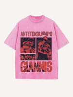 Giannis Antetokounmpo Print Round Neck T-shirt