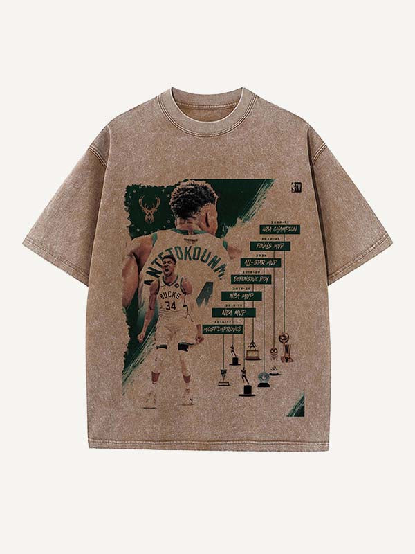 Giannis Antetokounmpo Print Round Neck T-shirt