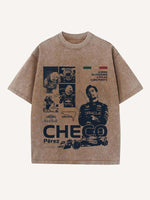 Sergio Perez Print Round Neck T-shirt