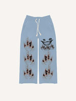 Teeth&Lips&Graphic Print Elastic Waist Pants