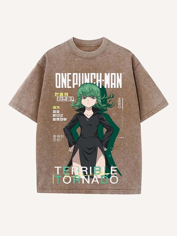 One-Punch Man Print Round Neck T-shirt