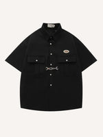 Solid Color College Style Shirt