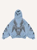 Wing&Eye&Graphic Print Slant Pockets Hoodie
